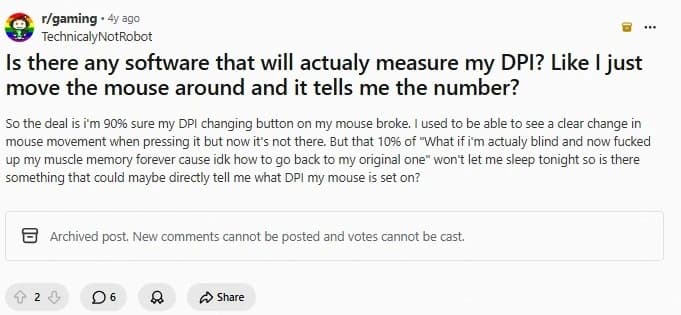 Screenshot of a Reddit post titled Mouse sensitivity discussing CS2 settings, eDPI, and aim adjustments.